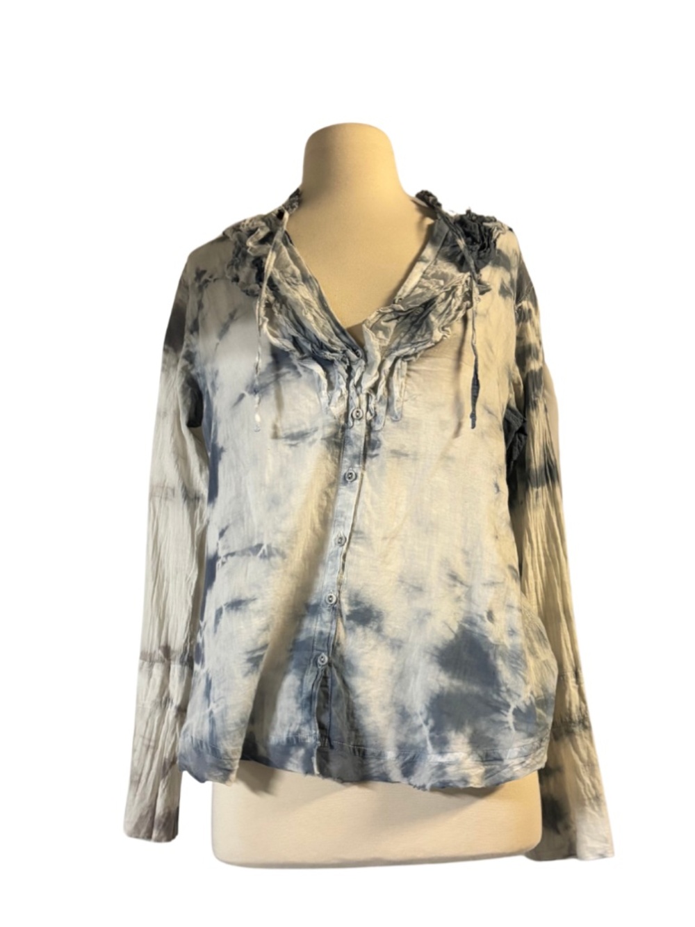 Blue and White Tie Dye button down
